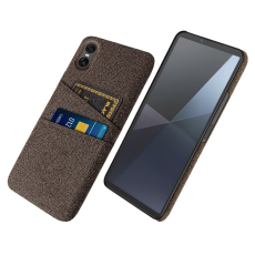 A-One Brand - Sony Xperia 10 VII Mobilskal med Dual Kortfack Tyg + PC - Brun