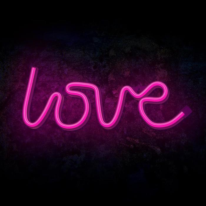 Forever Light - Forever Light LED Neon LOVE Bat FLNE05 + USB - Rosa