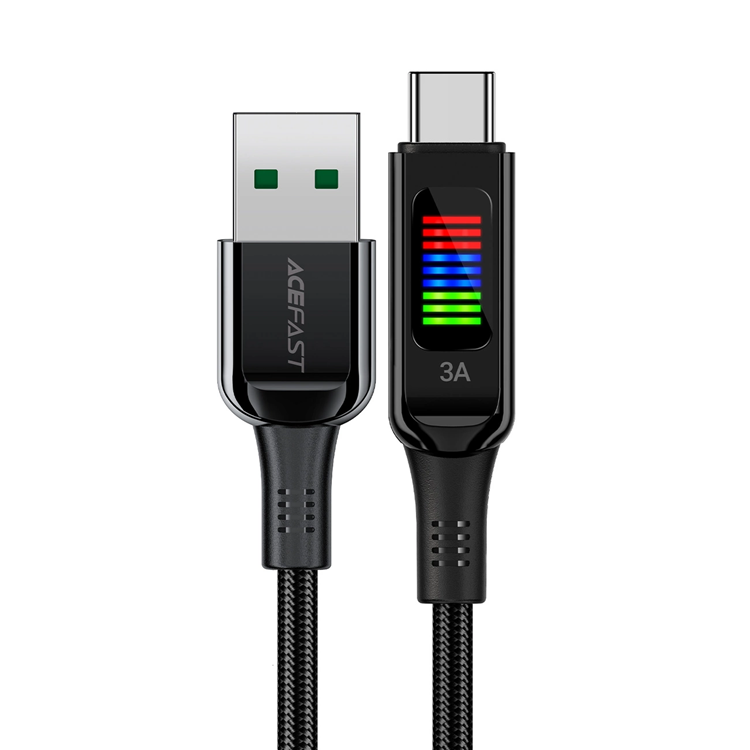 Acefast USB-C till USB-A kabel 60W 1.2m med Display - Svart | 3541 | AlltMobil