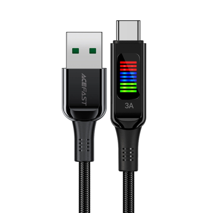 Acefast - Acefast USB-C till USB-A kabel 60W 1.2m med Display - Svart