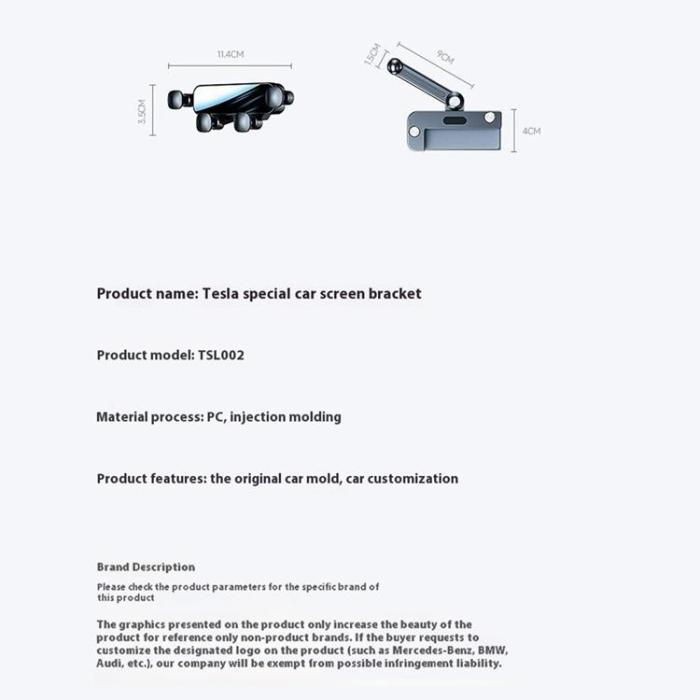 OEM - Bilskärm Gravity Mobilhållare Spegelyta för Tesla Model 3/Y