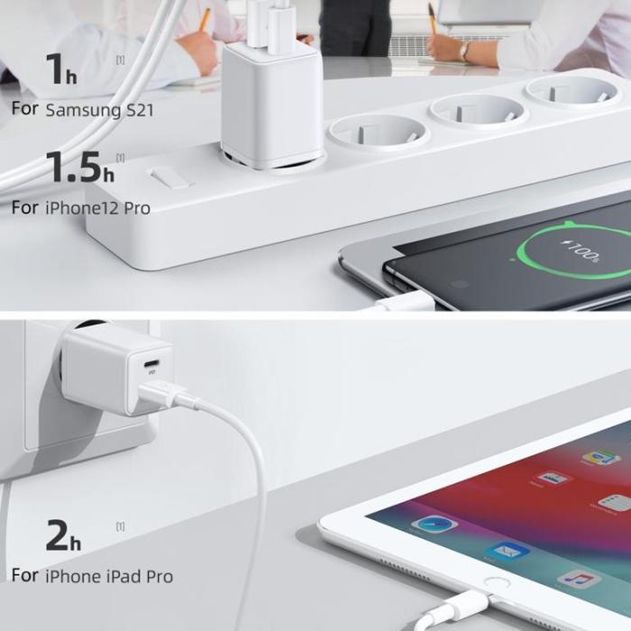 SiGN - SiGN Mini Snabbladdare USB & USB-C, PD & Q.C3.0, 3A, 30W - Vit