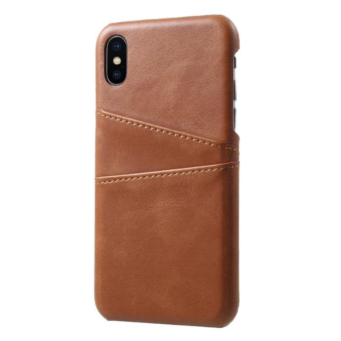 OEM - Retro Mobilskal med Kortplatser till iPhone X/Xs - Brun