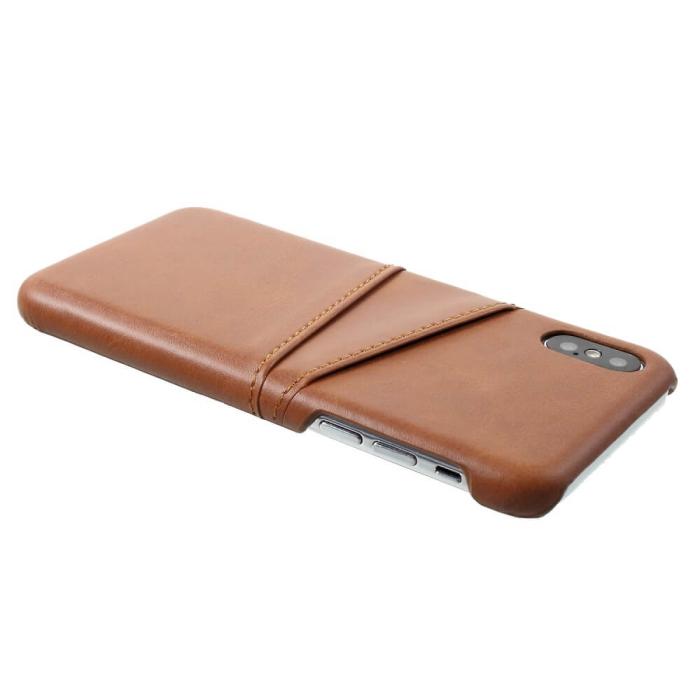 OEM - Retro Mobilskal med Kortplatser till iPhone X/Xs - Brun