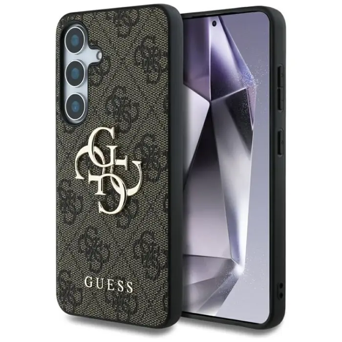Guess Galaxy S25 4G logo classic brun läder designerfodral