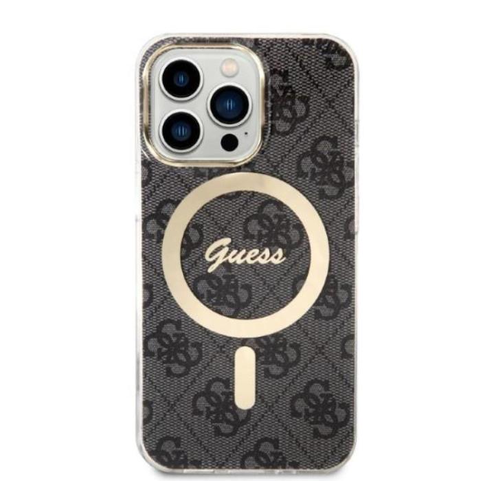 Guess - Guess iPhone 13 Pro Magsafe Skal Print + Trådlös Laddare - Svart