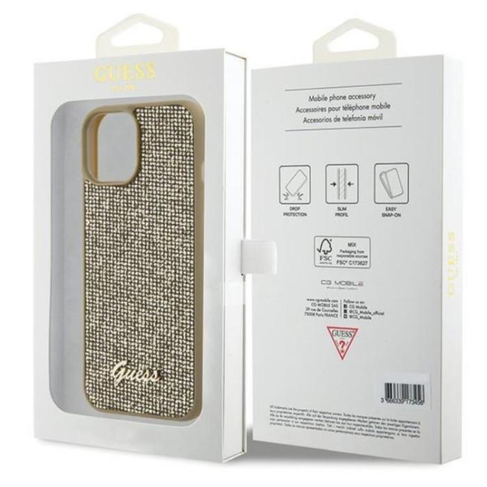 Guess - Guess iPhone 15 Mobilskal Disco Metal Script - Guld