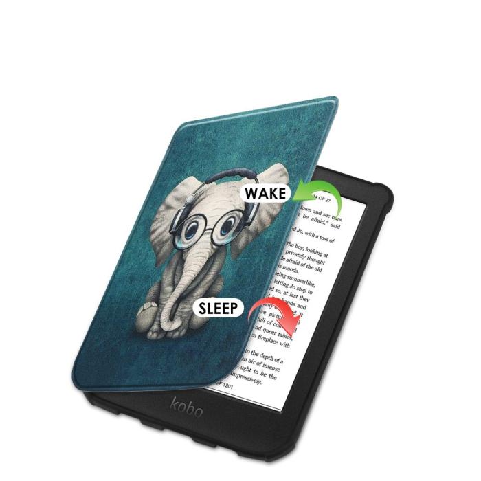 UTGATT - PocketBook Lux 4/5/HD 3 Fodral Smartcase - Glad elefant