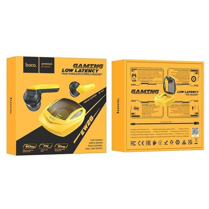 Hoco - Hoco Hörlurar Bluetooth TWS EW28 Magic Gaming - Gul