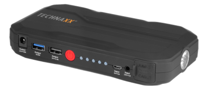 UTGATT1 - Technaxx Starthjälpsbatteri, Powerbank, 12000 mAh Varningslampa - Svart