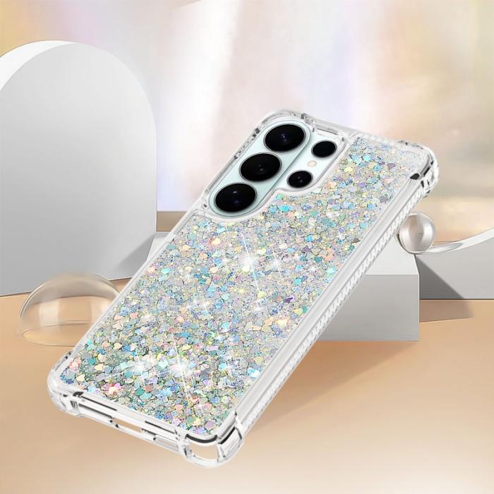 OEM - Mobilskal till Samsung Galaxy S26 Ultra TPU Glittrande Stötsäker Silver Hjärtan
