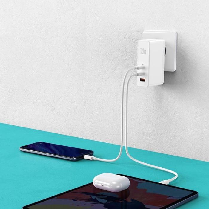 UTGATT5 - Baseus GaN Väggladdare USB Type-C 120W Kabel 100 W 1 m - vit