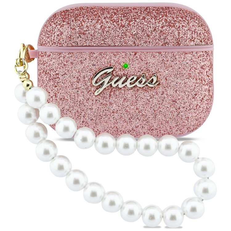 Guess AirPods Pro 3 Skal Glitter Pearl Strap (Rosa) | 2353 | AlltMobil