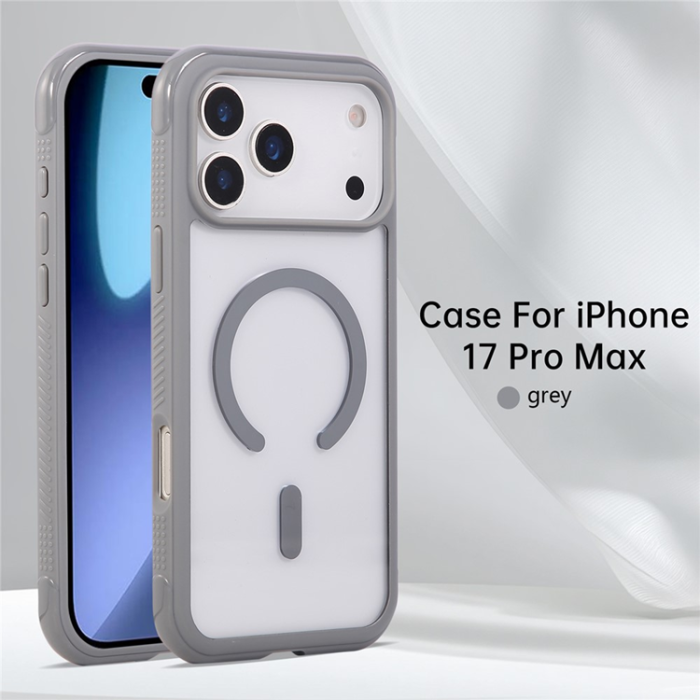 A-One Brand - iPhone 17 Pro Max Mobilskal MagSafe TPU+PC Transparent - Grå