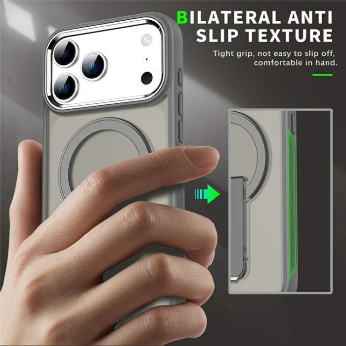 A-One Brand - iPhone 17 Pro Mobilskal MagSafe PC+TPU med Kickstand - Lila