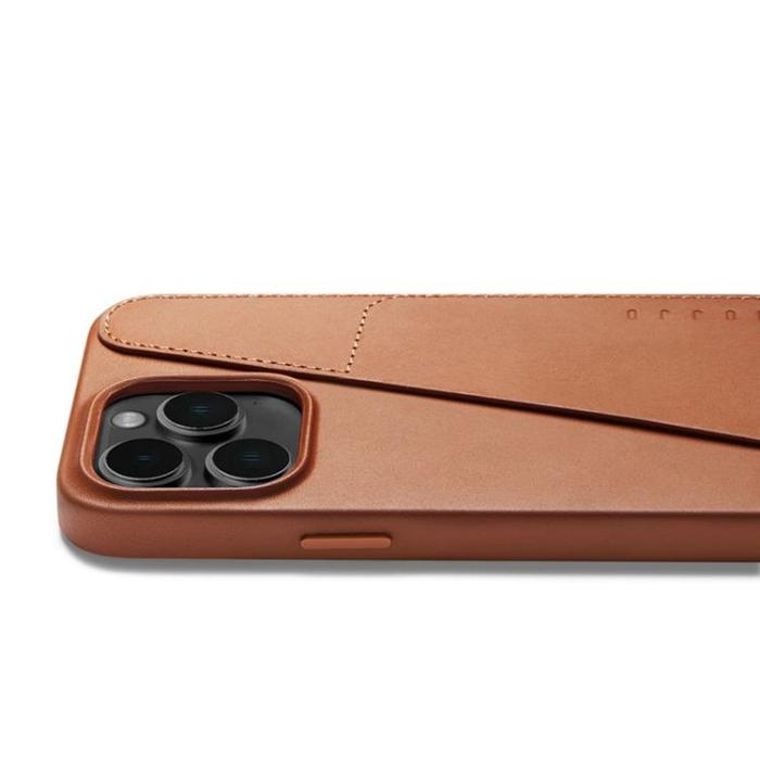 Mujjo - Mujjo iPhone 14 Pro Max Skal Korthållare Full Läder - Tan