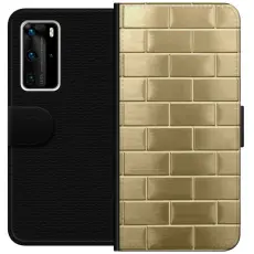 Gustaf - Pl&aring;nboksfodral till Huawei P40 Pro med Gyllene Murstenar