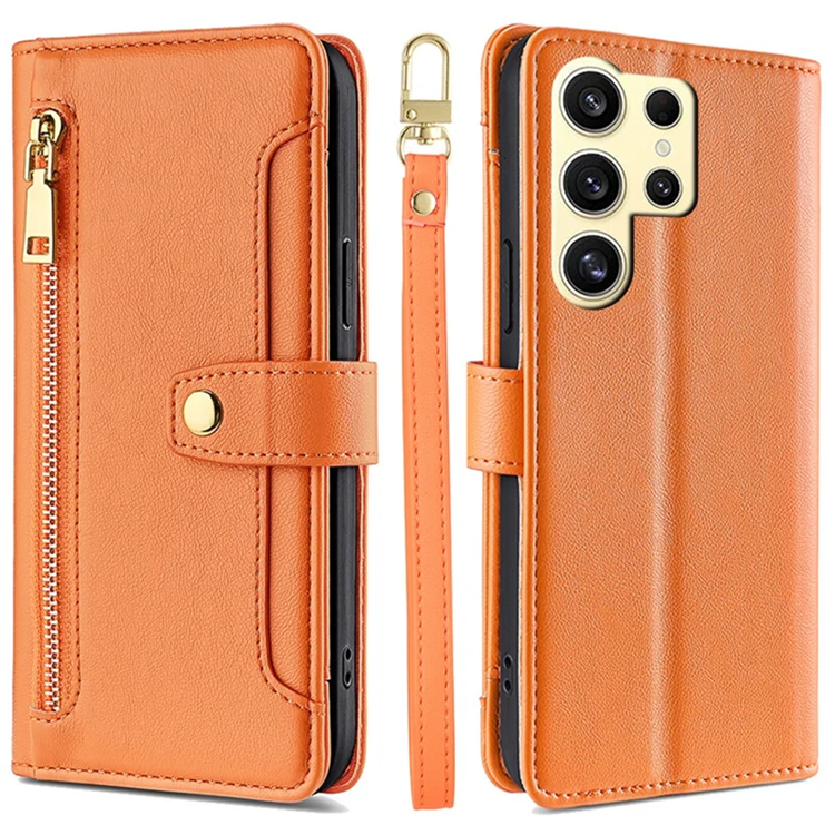 Galaxy S24 Ultra Konstläder Plånboksfodral Shockproof - Orange (Orange) | 2353 | AlltMobil