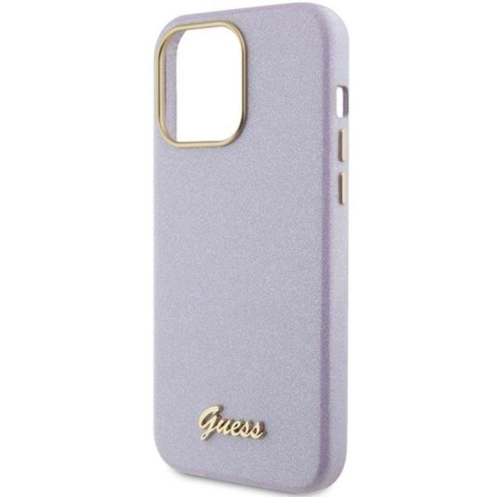 Guess - Guess iPhone 15 Pro Mobilskal Glitter Glossy Script - Lila