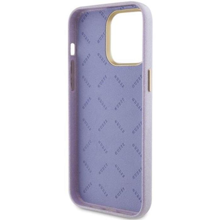 Guess - Guess iPhone 15 Pro Mobilskal Glitter Glossy Script - Lila