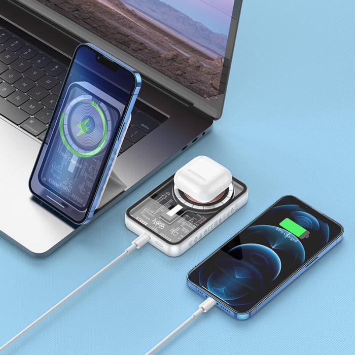 Hoco - Hoco Q10 Magsafe Trådlös Powerbank 5000 mAH - Transparent