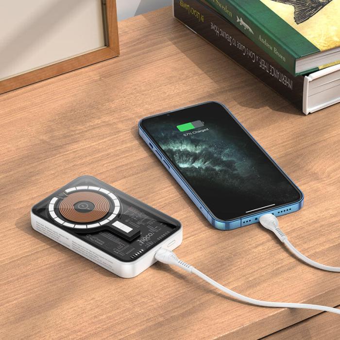 Hoco - Hoco Q10 Magsafe Trådlös Powerbank 5000 mAH - Transparent