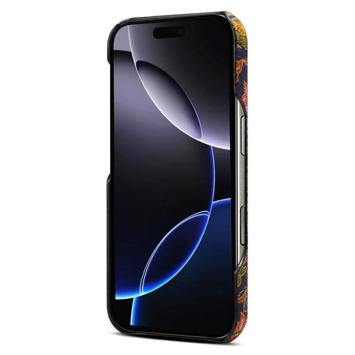 DENIOR - DENIOR iPhone 16 Pro Max Fodral Mönstertryckt KonstLäder + PC - Lila