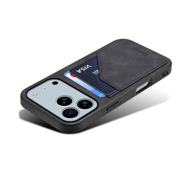 DENIOR - DENIOR Mobilskal till iPhone 17 Pro PU-läder + TPU + PC - Svart