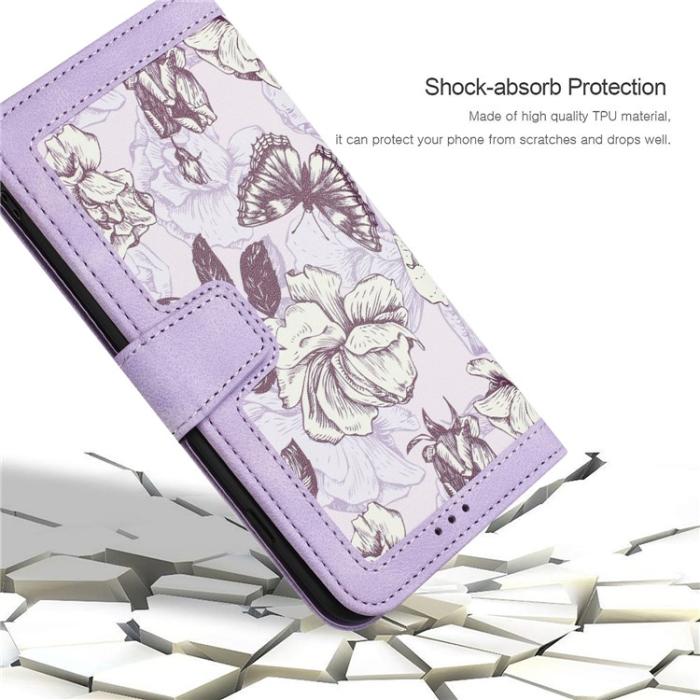 OEM - iPhone 15 Pro Max Plånboksfodral Flower Pattern - Ljuslila