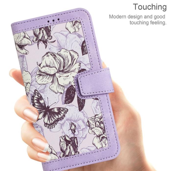 OEM - iPhone 15 Pro Max Plånboksfodral Flower Pattern - Ljuslila