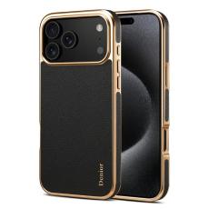DENIOR - DENIOR Mobilskal till iPhone 17 Pro &Auml;kta L&auml;der Belagt PC + TPU - Svart