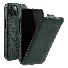 Melkco - MELKCO iPhone 14 Plus Litchi Textur Flipfodral &Auml;kta L&auml;der Gr&ouml;n