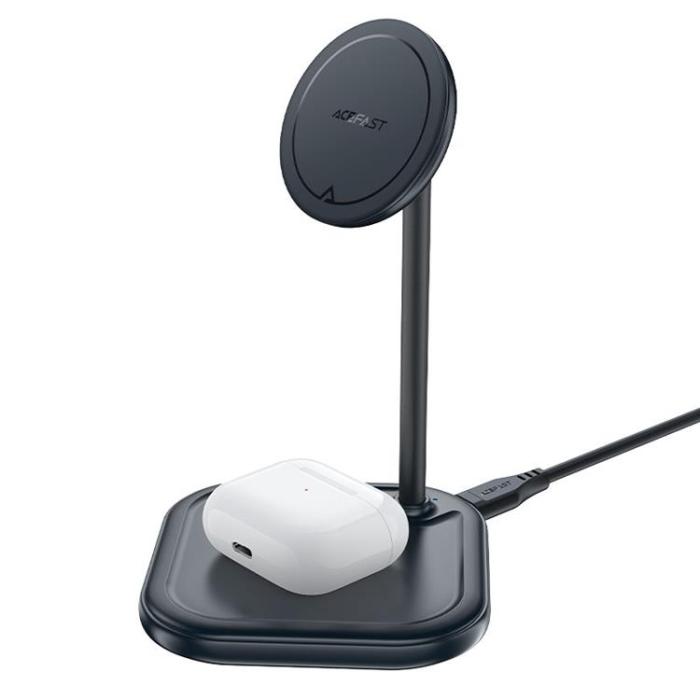 Acefast - Acefast 2-in-1 Trådlös Laddare MagSafe Qi 15W Stativ iPhone Apple AirPods - Grå