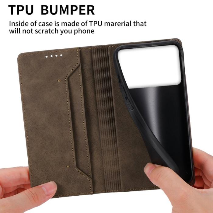 OEM - ABEEL Samsung Galaxy S26 Edge Plånboksfodral RFID Skydd Konstläder - Brun