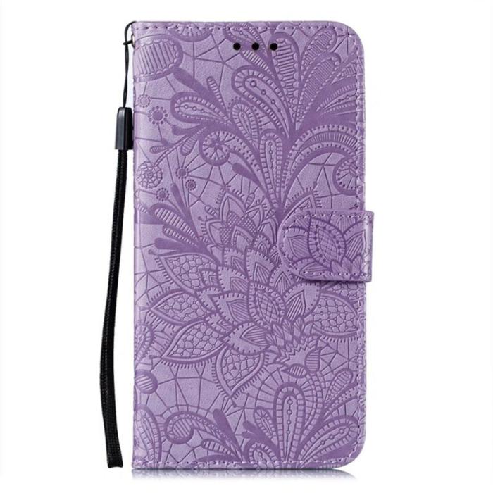 OEM - Samsung Galaxy S26 Plånboksfodral Spetsblommor Konstläder Flip - Lila