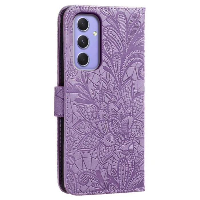OEM - Samsung Galaxy S26 Plånboksfodral Spetsblommor Konstläder Flip - Lila