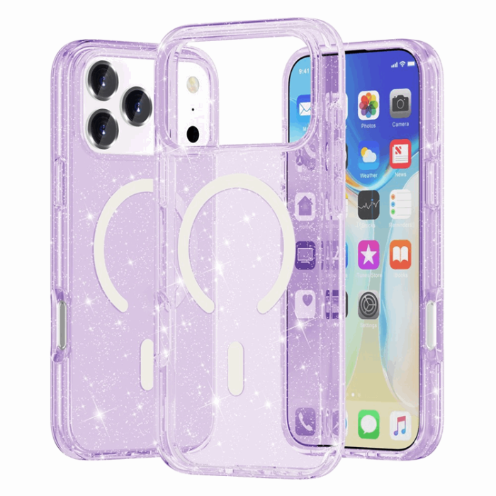 AMORUS - AMORUS Mobilskal till iPhone 17 Pro Magsafe Glitter Powder PC + TPU - Lila