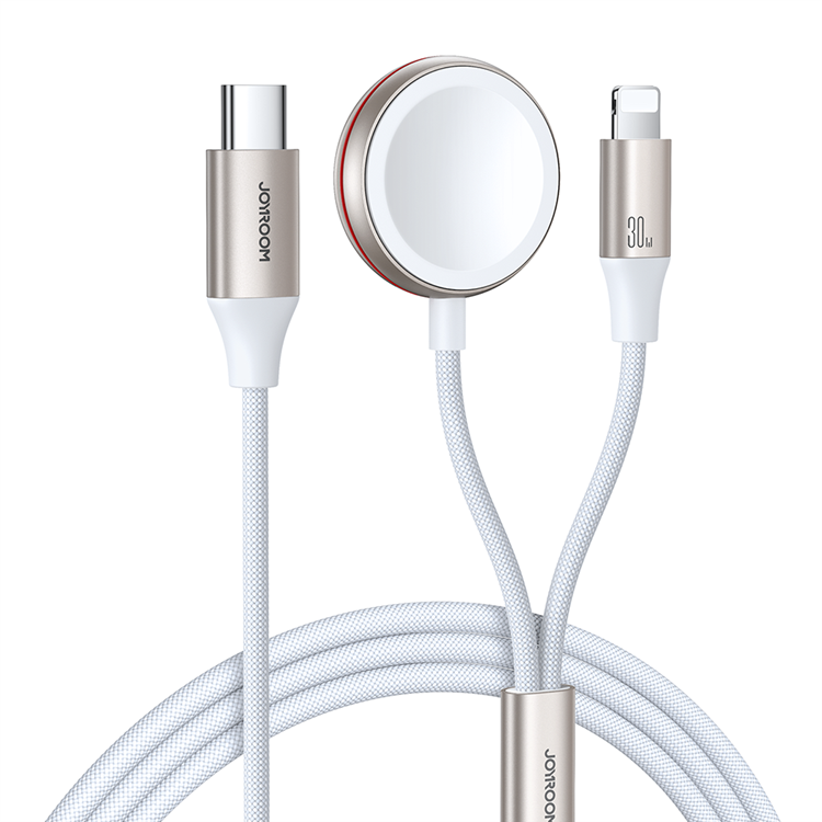 Joyroom 2in1 Lightning Kabel Och Inductive Laddare 1.5m - Vit | 3541 | AlltMobil
