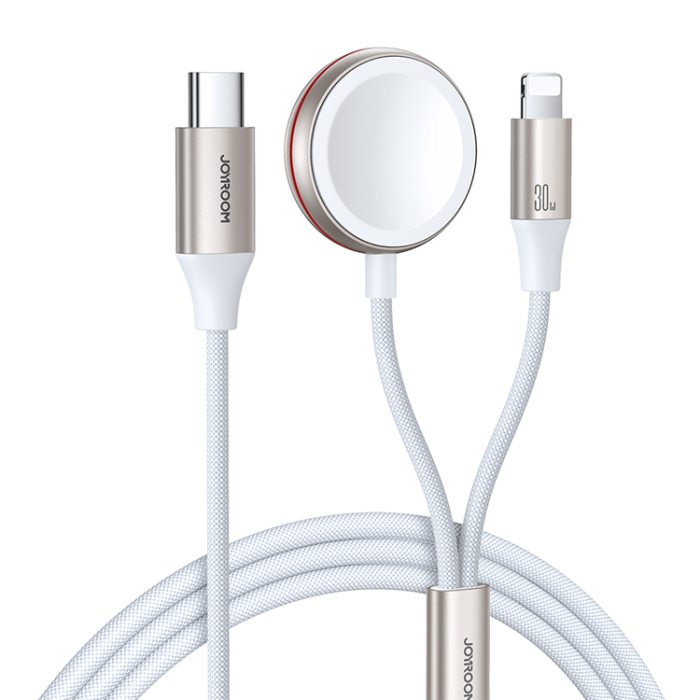Joyroom - Joyroom 2in1 Lightning Kabel Och Inductive Laddare 1.5m - Vit