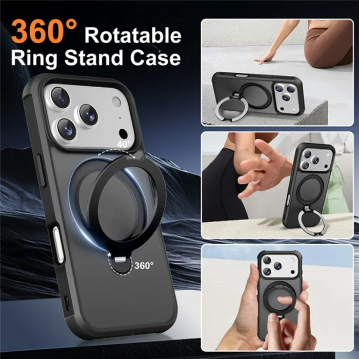 A-One Brand - iPhone 17 Pro Max Mobilskal MagSafe Kickstand TPU + PC - Svart