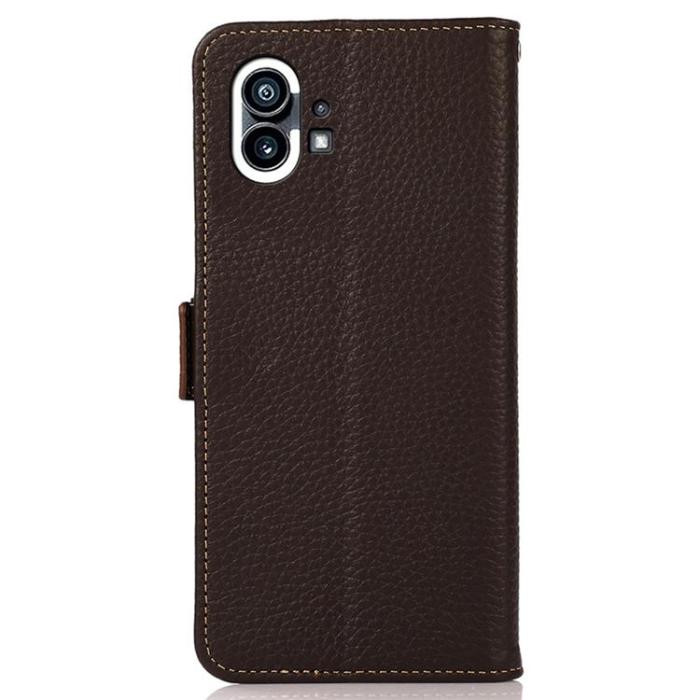 KHAZNEH - KHAZNEH Nothing Phone 1 Plånboksfodral Äkta Läder - Brun