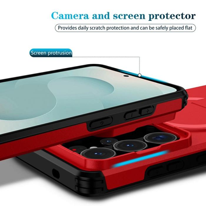 OEM - Mobilskal för Samsung Galaxy S26 Ultra Magnetiskt Kickstand PC + TPU - Röd