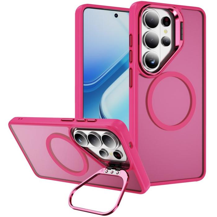 OEM - Mobilskal för Samsung Galaxy S26 Ultra Magnetiskt Kickstand PC + TPU - Rosa