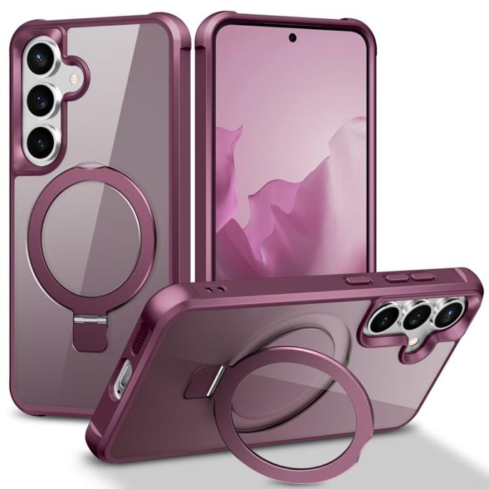 OEM - Mobilskal för Samsung Galaxy S26 Magnetiskt Ringhållare Kickstand Plast - Vinröd