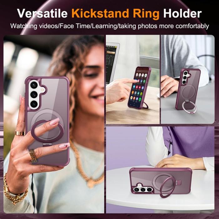 OEM - Mobilskal för Samsung Galaxy S26 Magnetiskt Ringhållare Kickstand Plast - Vinröd