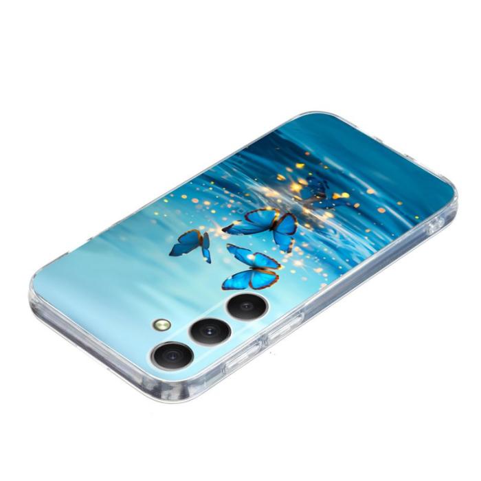 OEM - Mobilskal för Samsung Galaxy S26 Plus Mönstertryck Stöttålig TPU - Blåfjäril