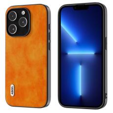 ABEEL - ABEEL Mobilskal till iPhone 13 Pro Max Drop-Proof PU L&auml;der Orange
