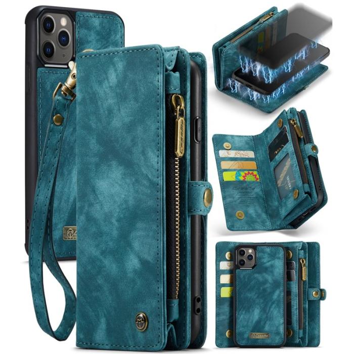 Caseme - CASEME 008 Series Konstläder Plånboksfodral för iPhone 11 Pro Max 6.5 tum - Blå