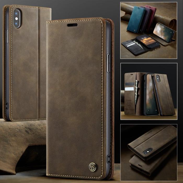 Caseme - CASEME 033 Mobilskal till iPhone XS/X RFID Blocker Läder Kaffe