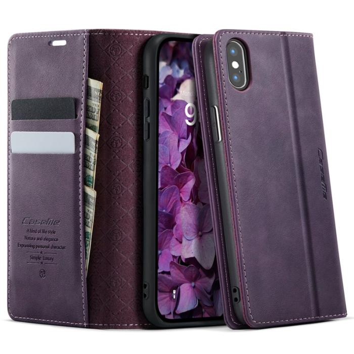 Caseme - CASEME 033 Mobilskal till iPhone XS/X RFID Blocker Läder Lila